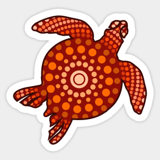 Red Turtle Aboriginal Art Sticker